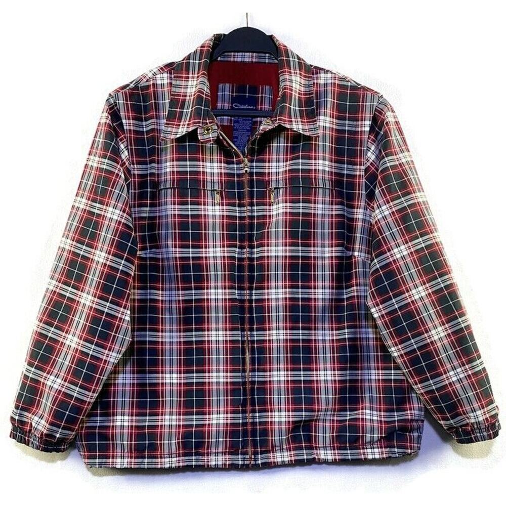Catalina Windbreaker Jacket Women's Extra Large Red Plaid Lined